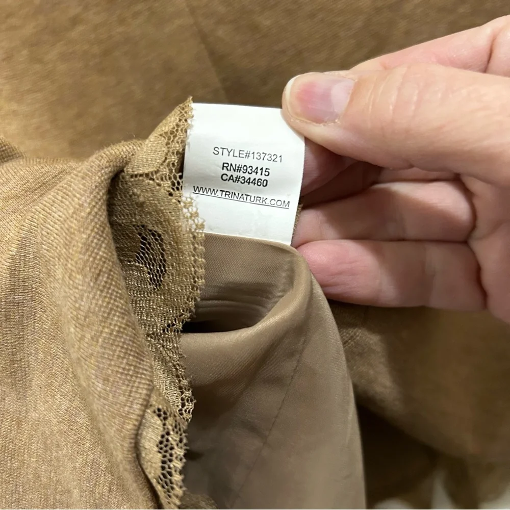 Trina Turk Mid-Length Tan Skirt with Built-in Lining and Pockets, Size 4 EUC
